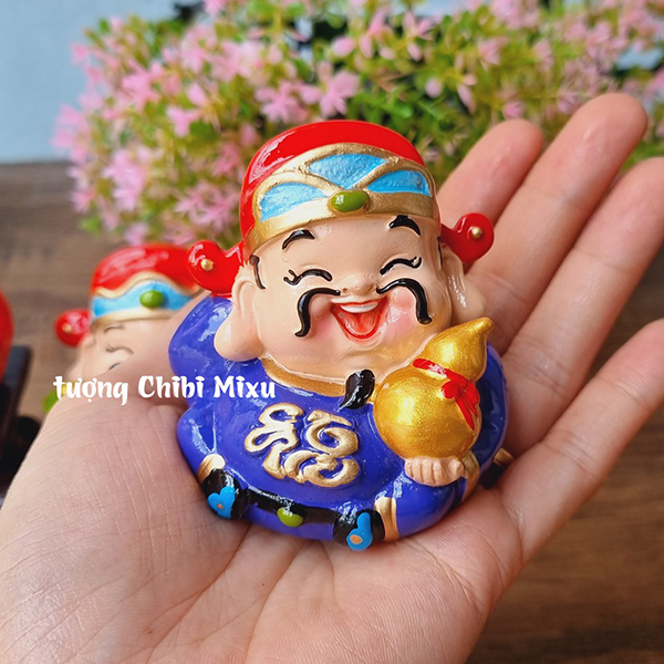 Bộ 05 tượng Ngũ Phúc 7cm tròn kèm đế tam cấp vuông nhỏ